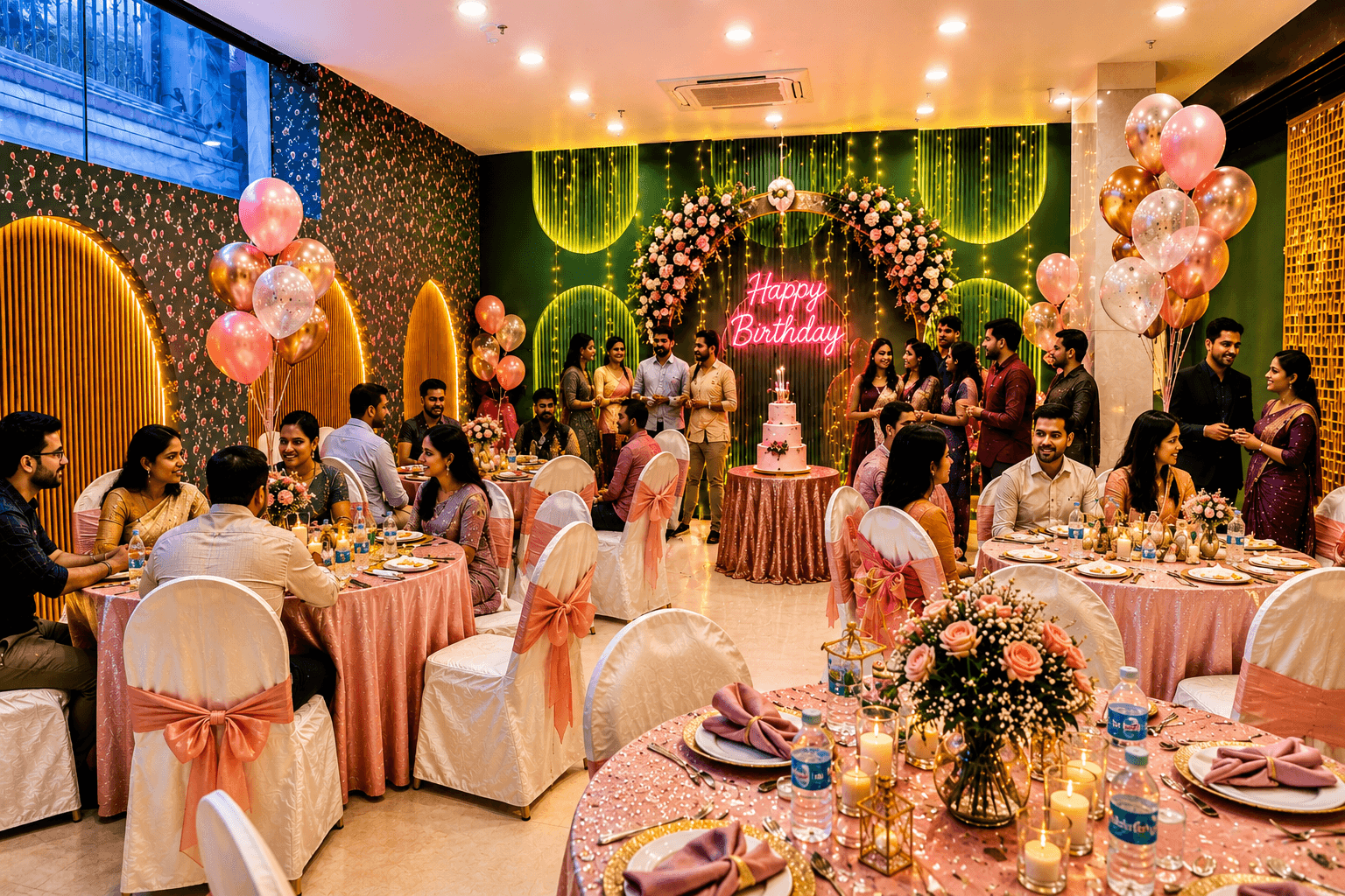Birthday celebration at a banquet hall in Okhla with family and guests